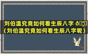 刘伯温究竟如何看生辰八字 🦁 （刘伯温究竟如何看生辰八字呢）